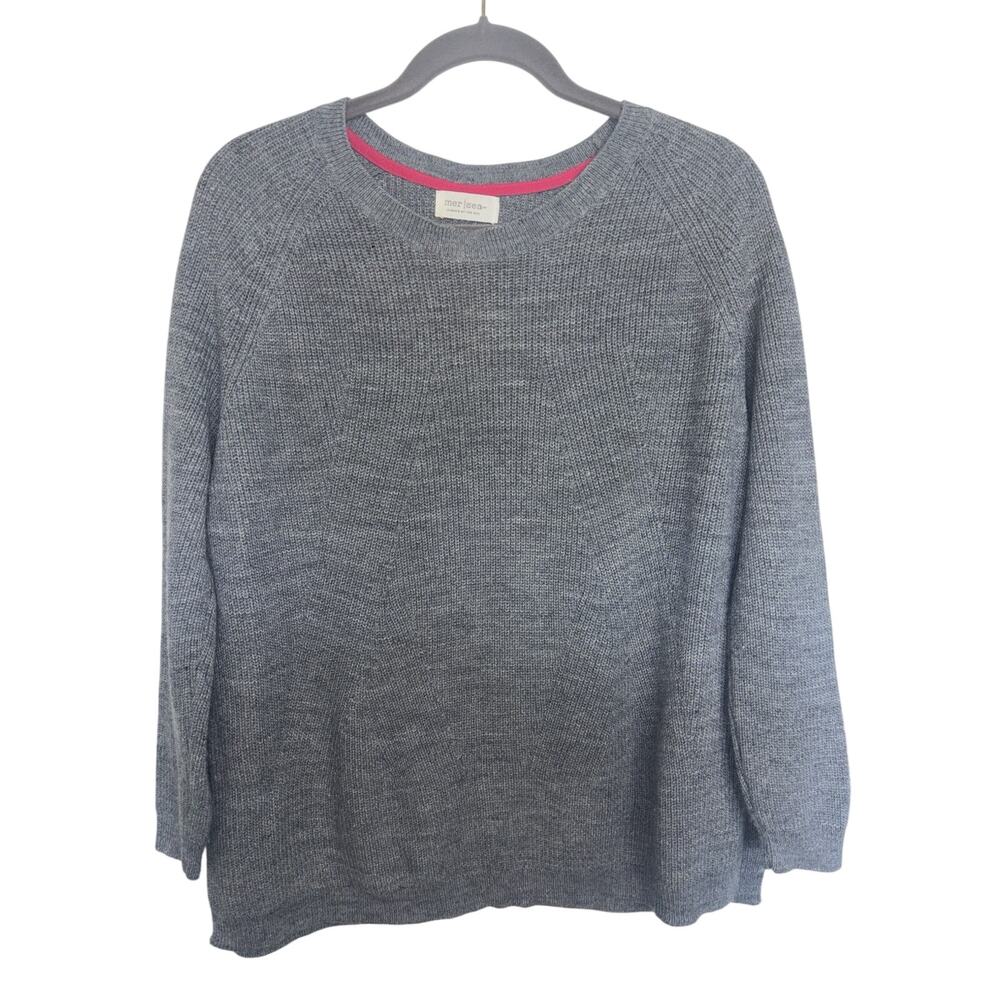 Mer Sea Catalina Crewneck Traveler Sweater Gray O/S Boxy Slits Lagenlook